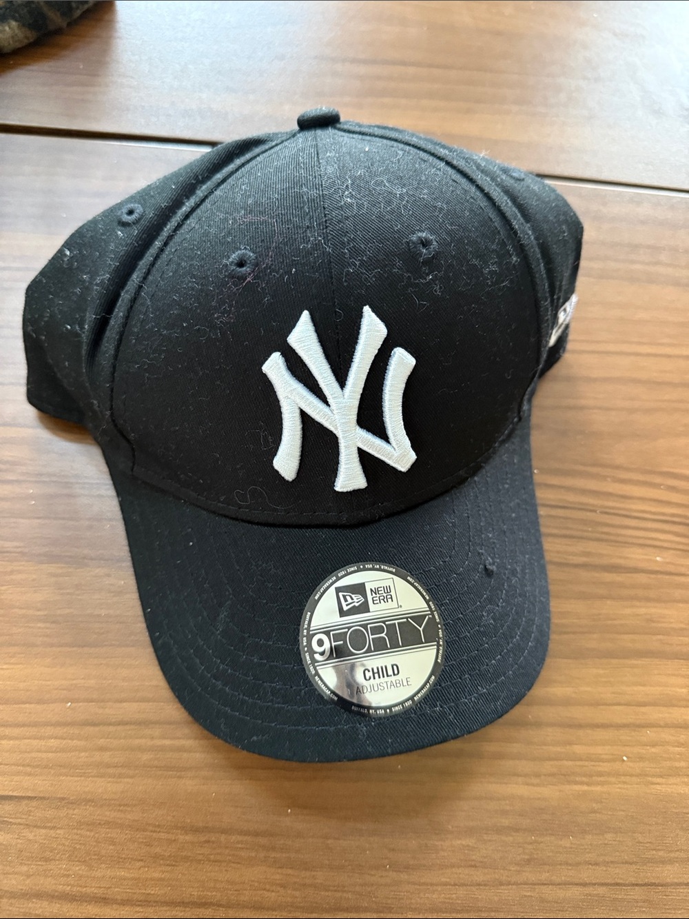 New Era Kids Black Baseball Cap with White NY Logo